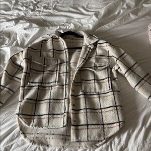 Plaid Shacket Jacket in Cream and Black